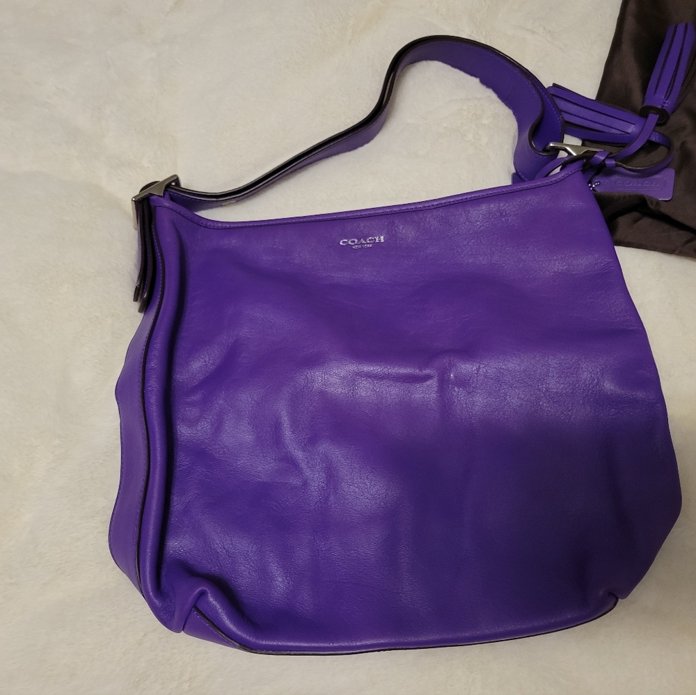 Coach Purple Leather Shoulder Bag
